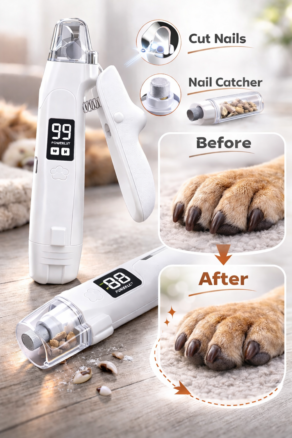 2-in-1 LED Pet Nail Clipper & Grinder for Cats & Dogs